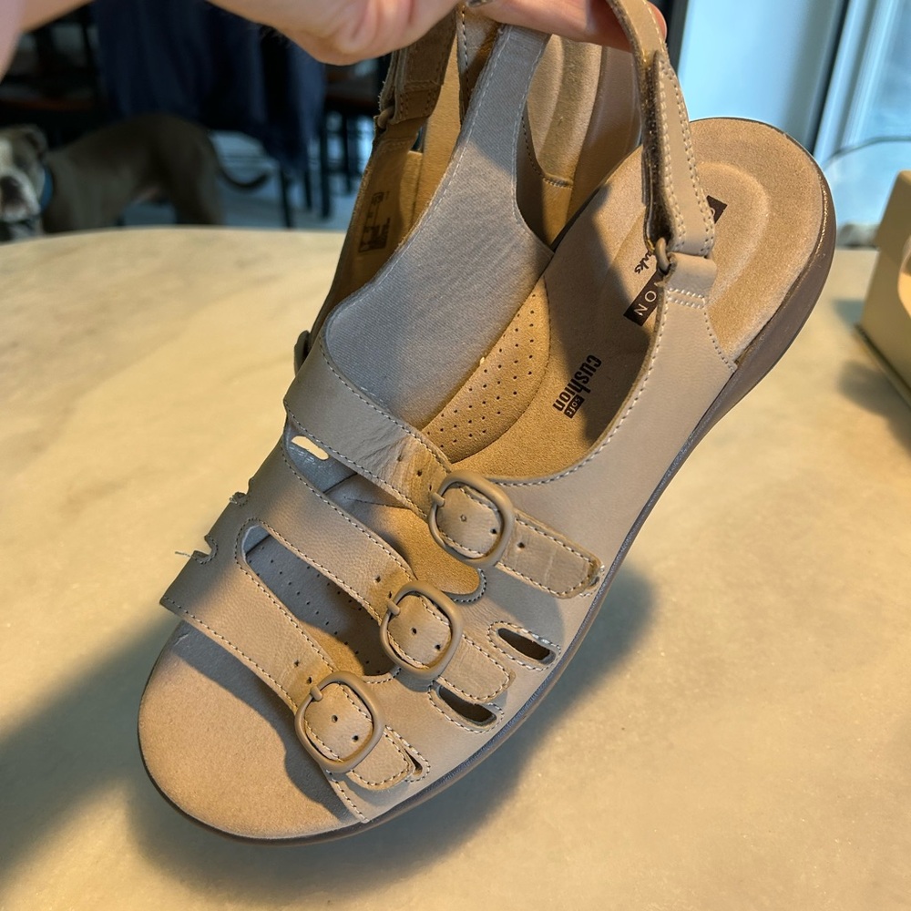 Comfortiva Taupe Beige Slingback Sandal with Buckles